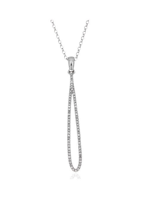 Elongated Open Diamond Drop on Rolo Chain Necklace