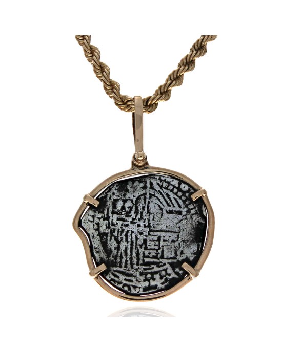 Reversible Ancient Coin Replica on Rope Chain Necklace
