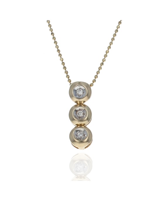 Bezel Link Diamond Drop on Bead Chain Necklace