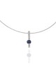 Sapphire and Diamond Bar Drop on Omega Wire Necklace