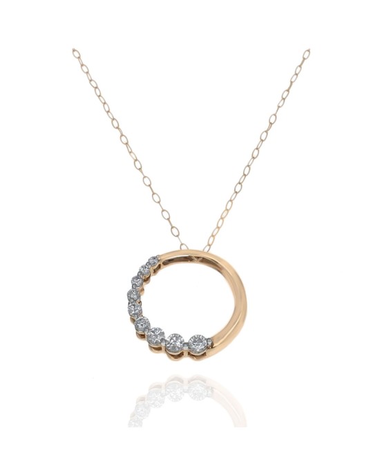 Graduated Diamond Circle Drop on Cable Chain Necklace