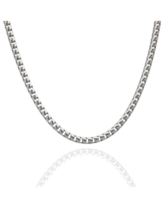 Franco Link Chain Necklace in White Gold