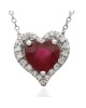 Burmese Ruby and Diamond Halo Drop Necklace in Platinum