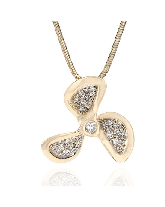 Diamond Propeller Necklace in Yellow Gold