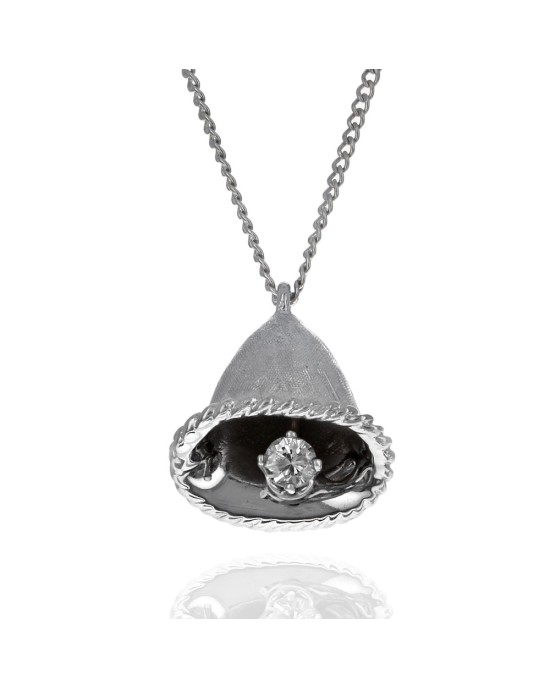 Swinging Diamond Wedding Bell Necklace in White Gold
