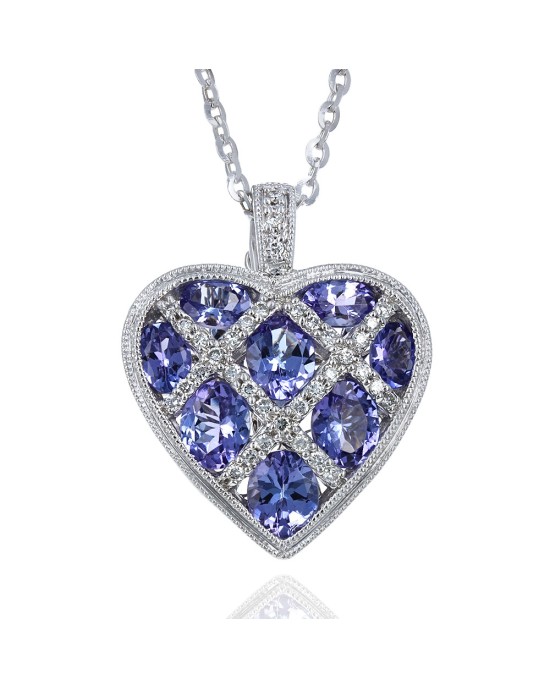 Tanzanite and Diamond Heart Necklace