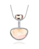 Topaz, Opal, and Diamond Drop Necklace in White Gold