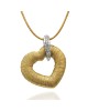 Roberto Coin Diamond Wire Wrapped Open Heart Necklace in White and Yellow Gold