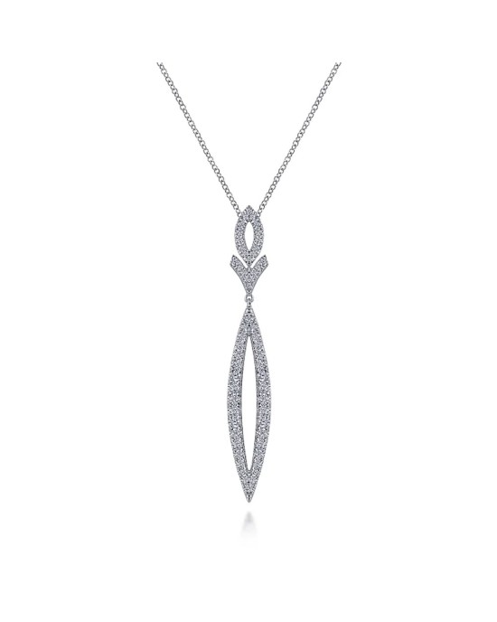 Gabriel & Co. Diamond Oval, Chevron and Marquise Drop Necklace