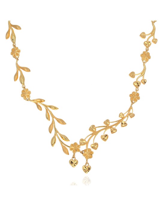 Floral Motif Necklace in 22K Yellow Gold