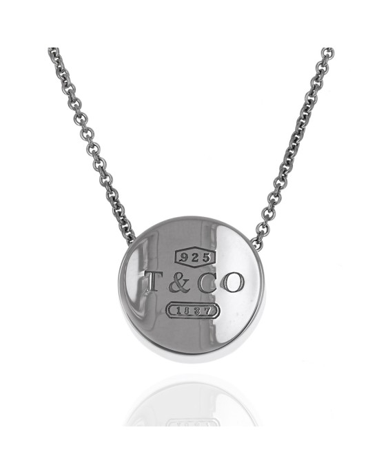 1837 Concave Circle Charm Necklace in Sterling Silver