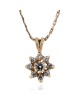 Diamond Floral Halo Drop Necklace in Yellow Gold