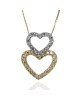 Fancy Yellow and White Diamond Double Heart Drop Necklace