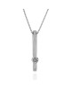Diamond Solitaire Vertical Bar Drop Necklace in White Gold