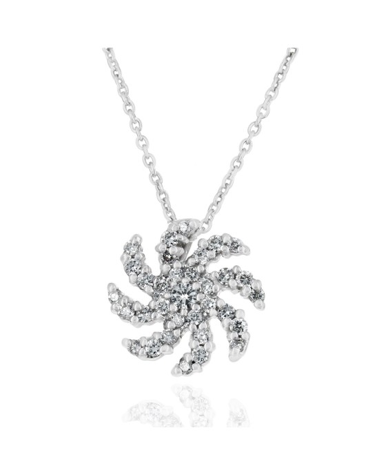 Diamond Pinwheel Drop on Cable Chain Necklace