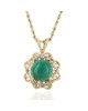 Emerald Cabochon and Diamond Drop on Rope Chain Necklace