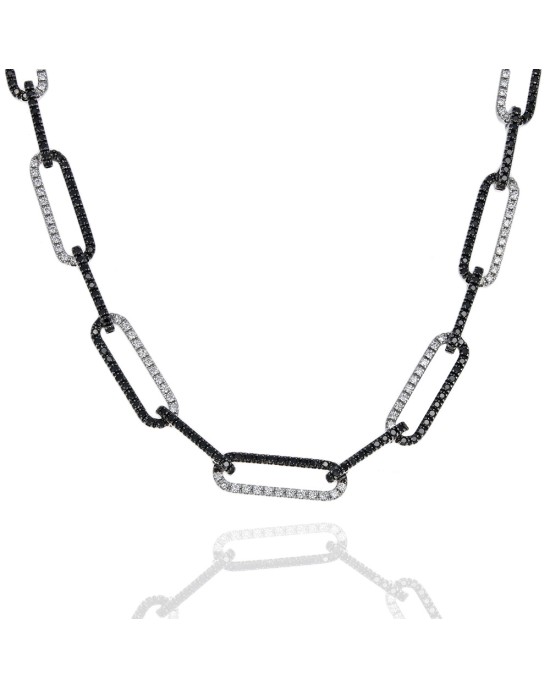 A. Link Black & White Diamond Paperclip Necklace