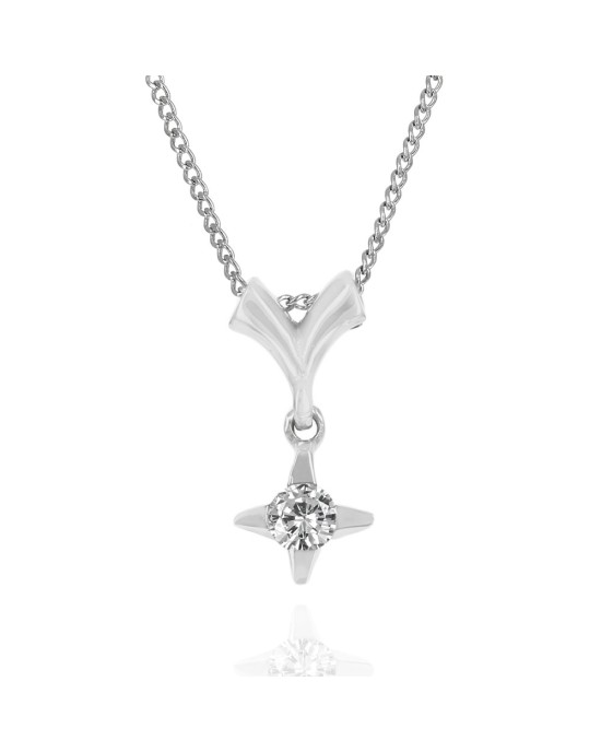 Diamond Solitaire Star Drop Necklace