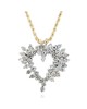 Diamond Open Heart Drop Necklace in White and Yellow Gold