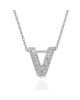 Diamond V Drop Necklace in White Gold