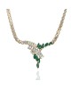 Emerald and Diamond Station Necklace in Yellow Gold