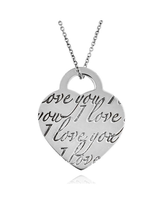 Notes Heart Tag Necklace in Sterling Silver