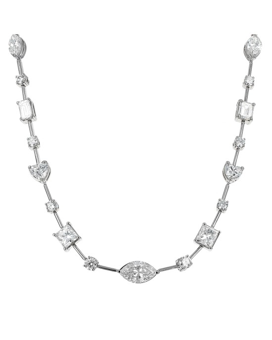 Mixed Fancy Cut Diamond Necklace in 18K White Gold