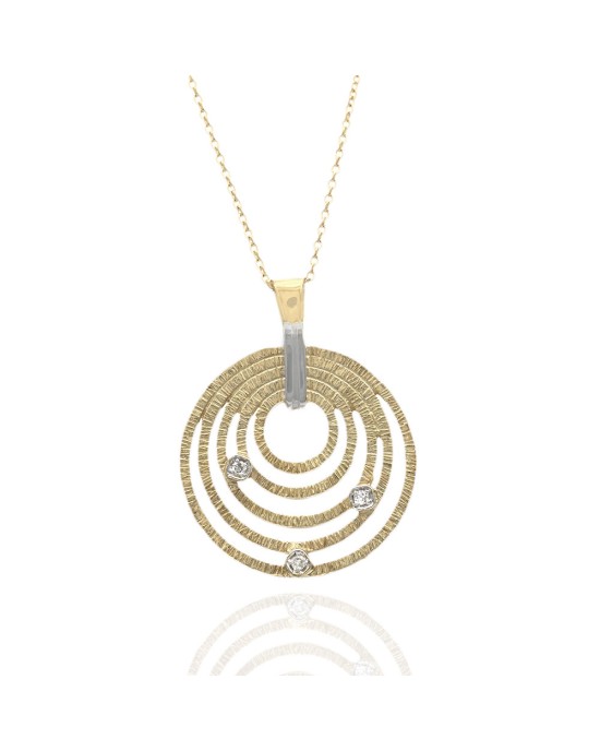 Concentric Circles Diamond Accent Pendant Necklace