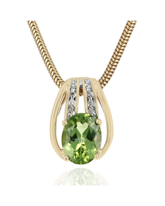 Peridot and Diamond Slider Necklace in Yellow Gold