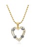 Diamond Fluted Open Heart Drop Necklace in White and Yellow Gold