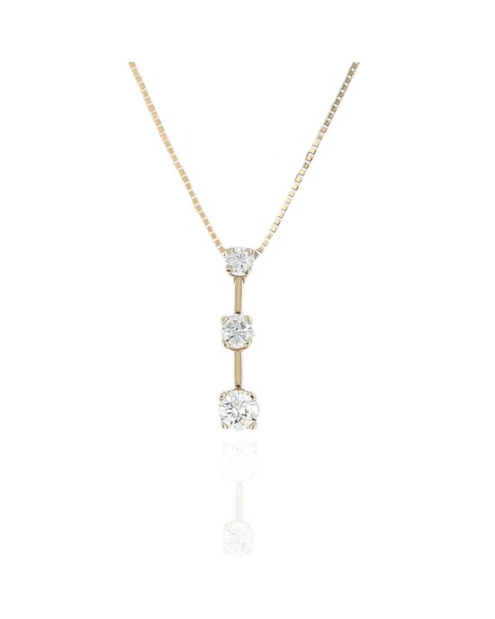 3 Stone Diamond Graduated Drop Necklace in Yellow Gold