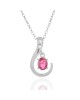 Ruby and Diamond Swinging Drop Necklace in White Gold