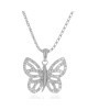 Diamond Open Cut Butterfly Drop Necklace in White Gold