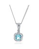 Blue Topaz Solitaire Diamond Accent Necklace
