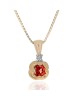 Malaysian Garnet Solitaire Diamond Accent Necklace