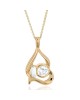 Round and Baguette Diamond Drop Necklace