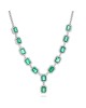 Emerald and Diamond Halo Link Station Necklace in White and Yellow Gold