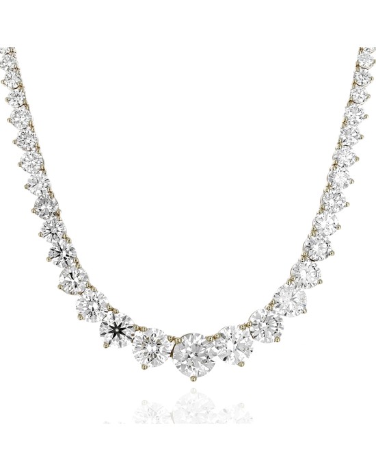 Diamond Graduated Inline Necklace in Yellow Gold