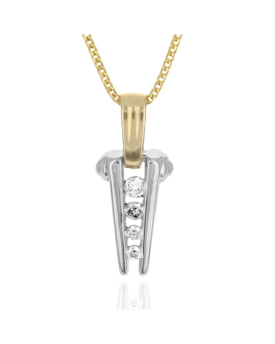 Diamond Graduated Drop Necklace in White and Yellow Gold