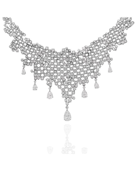 Mixed Cut Diamond Bib Necklace