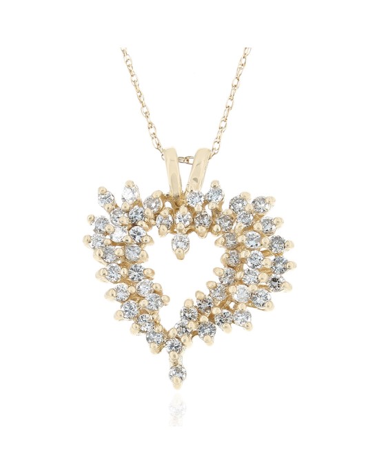 Diamond Open Cluster Heart Drop Necklace in White Gold