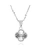 Fluted Quatrefoil Drop Necklace in White Gold