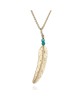 Turquoise Accent Feather Drop on Rolo Chain