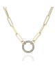 Logan Hollowell Diamond Circle Station Paperclip Necklace