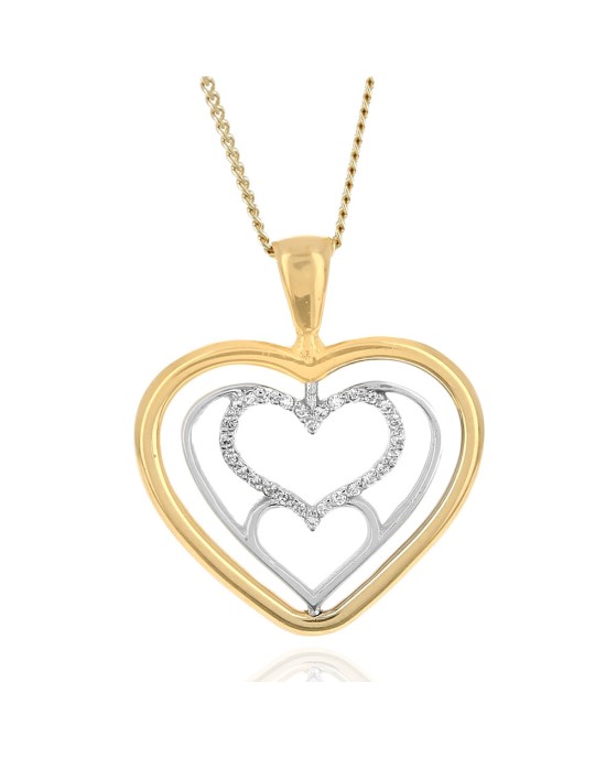 Diamond Heart in Heart Necklace
