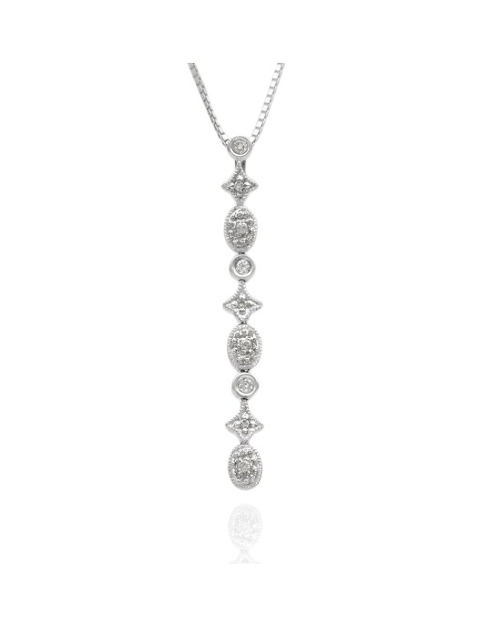 Diamond Multi-Shape Linear Drop Necklace in White Gold