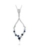 Sapphire and Diamond Open Marquise Shape Drop Necklace