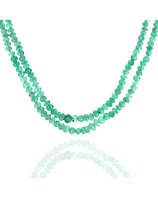 Emerald Bead Necklace with Pearl Clasp