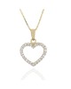Diamond Open Heart Drop Necklace in Yellow Gold