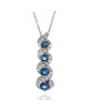 Blue Sapphire and Diamond Graduated Crossover Drop Necklace in White Gold